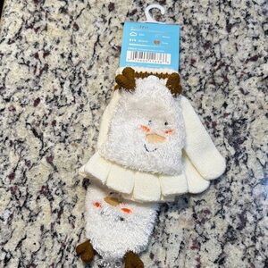 Cat & Jack Cream and Brown Kids Mittens